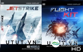 E3D模型-战斗机模型包天空贴图爆炸视频素材音效Video Copilot JetStrike & Flight Kit(Win/Mac)