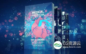 AE脚本-700多种医疗人体骨骼内部器官X射线细胞DNA动画元素Medical Constructor