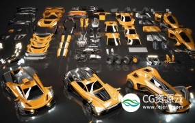 3D模型 -赛车汽车Kitbash3D – Veh: Supercars
