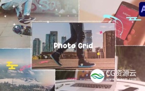 AE模板-卡通图形网格相框照片展示片头 Cartoon Photo Grid