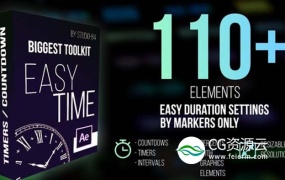 AE模板-110个模拟数字时钟倒计时进度条霓虹灯图形动画 Countdown Timer toolkit