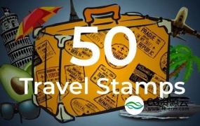 AE模板-50个旅行标签图章文字标题动画 50 Travel Stamps