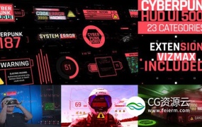 AE脚本-500个HUD科技感赛博朋克UI界面屏幕元素动画预设 Cyberpunk HUD UI 500+