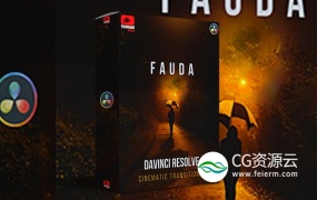 达芬奇预设-64种拉伸缩放冲击滚动转场预设 FAUDA DaVinci Resolve Transitions