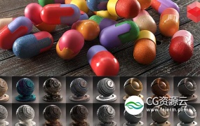 C4D材质预设-500种C4D Redshift渲染器木材玻璃液体金属石材混凝土塑料科技日常材质预设 Redshift Shader Suite V4