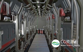 3D模型-C4D科幻走廊机甲舱模型 scifi corridor challenge
