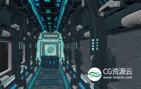 3D模型-太空飞船走廊机甲舱C4D模型 Spaceship Corridor Challenge