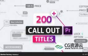 PR脚本-200种科技感线条呼出文字标题介绍动画预设 Line Call Out Titles for Premiere Pro