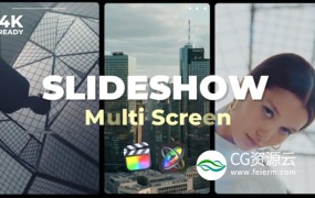 FCPX模板-多屏幕视频分屏展示开场片头 Multi Screen Slideshow