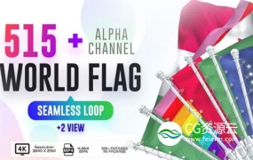 视频素材-515组国家旗帜国旗飘动视频素材 Seamless Loop Of World Flags Footages Pack + Alpha