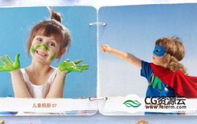 AE模板-三维卡通书本翻页儿童相册动画展示