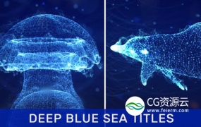 AE模板-抽象蓝色海洋点线粒子三维动物图形文字标题动画 Deep Blue Sea Titles