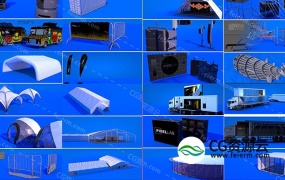 C4D预设-45个户外展览会展模型预设