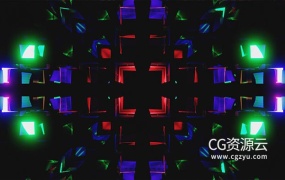 视频素材-闪烁虹彩霓虹灯绽放舞台背景循环动画