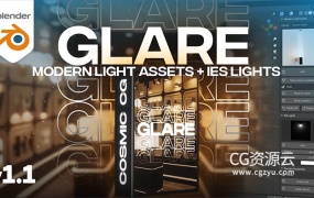 Blender插件-现代室内灯具灯光效果工具 Glare V1.1 – Modern Light Asset + Ies Light