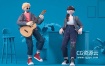 C4D模型-OC弹奏吉它的少年卡通布料人偶场景模型