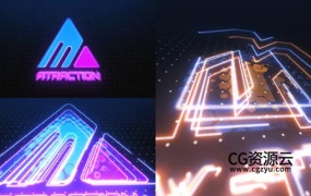 AE模板-绚丽的霓虹灯描边样式标志logo展示动画