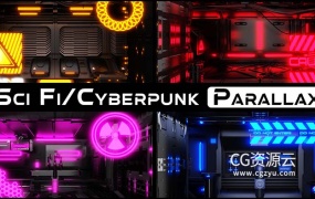 Blender插件-赛博朋克科幻室内环境场景模型预设 Sci Fi – Cyberpunk Parallax Rooms