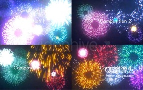 AE模板+视频素材-16组粒子烟花特效素材
