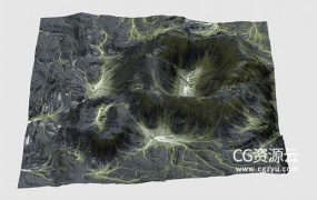 3D模型-山顶深坑地形C4D模型