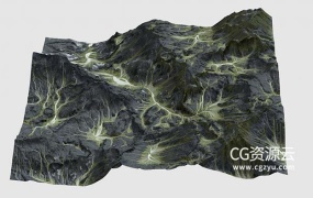 3D模型-黑色山峰沟壑山形C4D模型