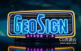 Blender插件-霓虹灯广告牌生成器插件 Geo Sign V1.0.3