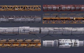 3D模型-科幻电缆管道模型