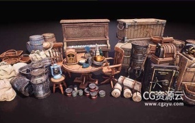 3D模型-西部道具包模型资产