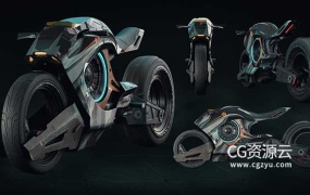 3D模型-赛博朋克摩托车