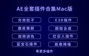 AE插件合集-Mac苹果版AE全套插件一键安装包合集包红巨人调色抠像光效粒子E3D等插件