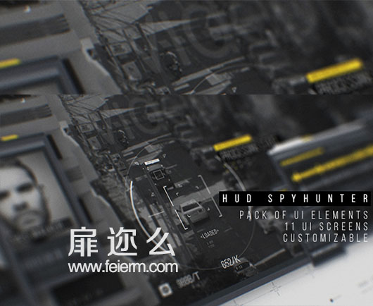 AE模板4k分辨率HUD信息图科幻屏幕超级间谍猎人任务UI动画