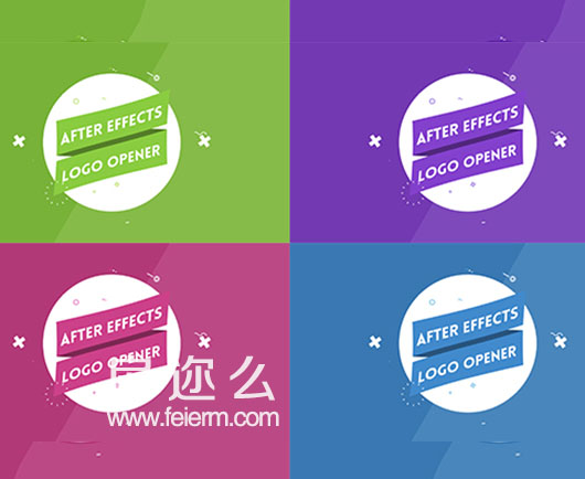 AE模板图形风格LOGO片头扁平化标签标题动画