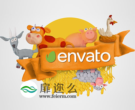 AE模板LOGO片头农场动物三维定格动画