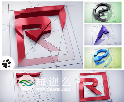 AE模板挤压三维图形动画生长建筑公司LOGO宣传片头