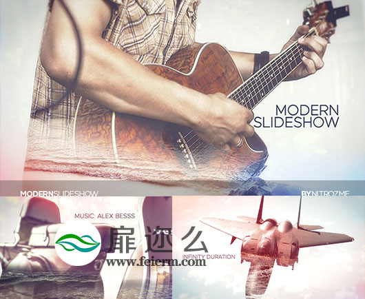 AE模板抽象艺术视差拼贴图片多重曝光混合宣传片头