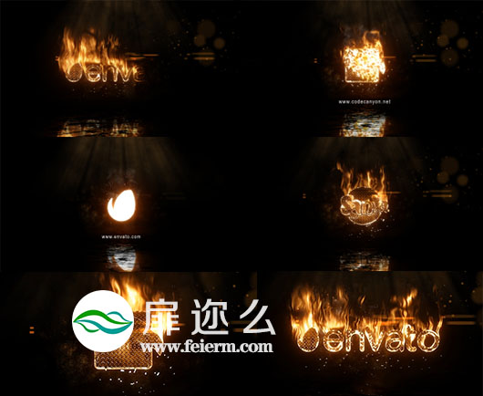 AE模板灰尘烟雾火花特效火焰燃烧文字标志片头动画