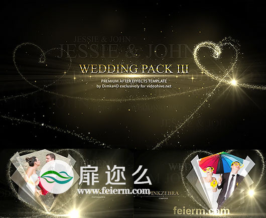 AE模板心形粒子相册婚礼照片浪漫美观动画