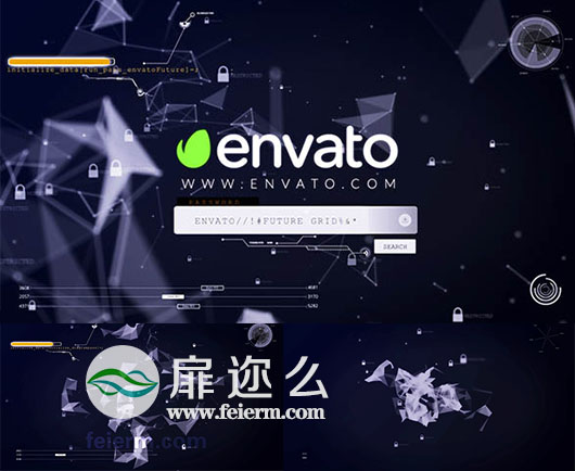 AE模板科技感LOGO片头网络代码字符矩阵安全性动画