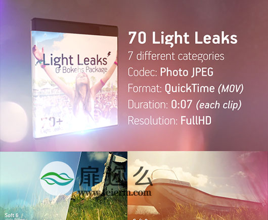 光效视频素材70个唯美光泄漏镜头光斑与散景效果动画