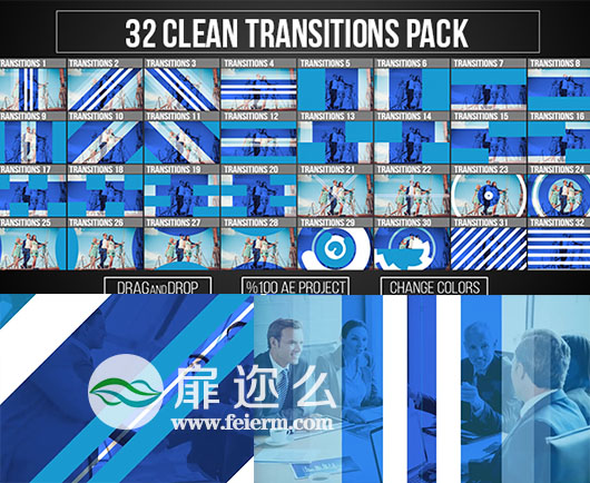 AE模板32种企业公司图形动画宣传视频转场效果