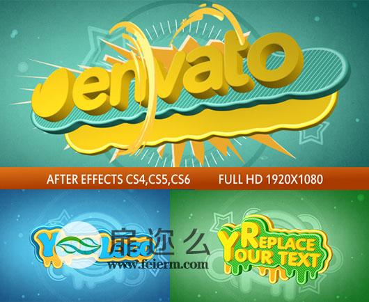 AE模板可爱卡通漫画片头文字开场动画效果