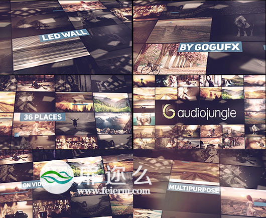 AE模板LOGO演绎动画LED屏幕墙照片拼贴动态展示