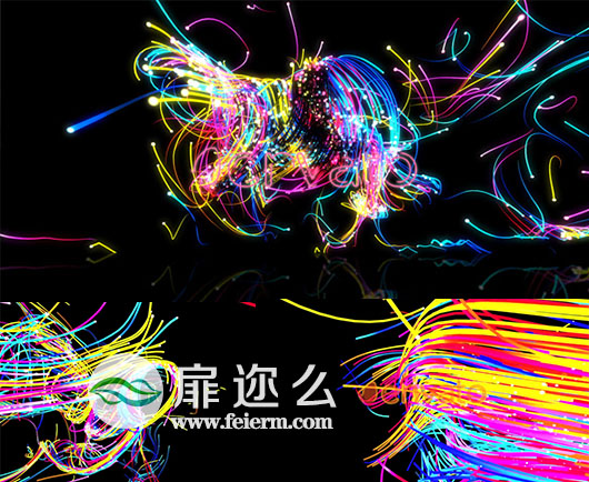 AE模板logo演绎抽象概念多彩颗粒霓虹灯唯美光线动画