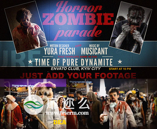 AE模板万圣节恐怖毛骨悚然僵尸晚会大游行