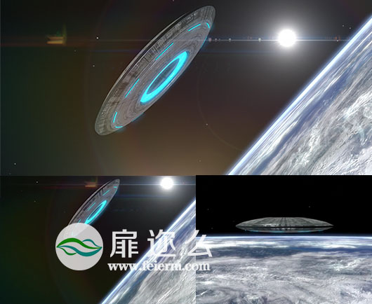 AE模板太空地球UFO外星人飞船飞碟logo演绎特效动画