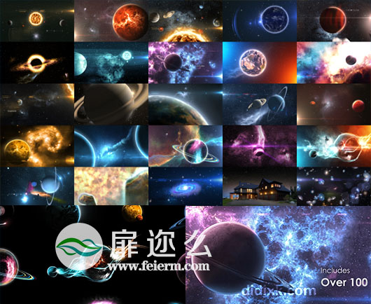 AE模板银河太阳系黑洞宇宙空间星云地球特效视频