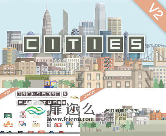 AE模板MG动画城市建筑高楼大厦生长效果