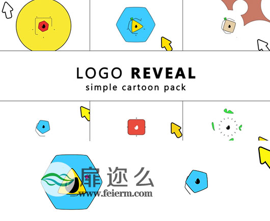 AE模板卡通漫画风格MG标志揭示动画