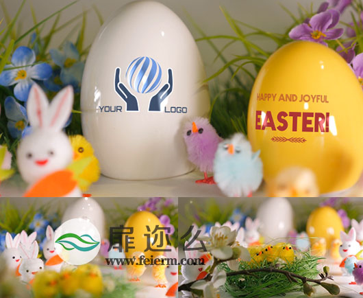 AE模板复活节节日庆典实拍兔子电子贺卡动画
