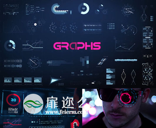 424组全高清科幻高科技UI界面HUD未来元素动画视频素材+AE工程